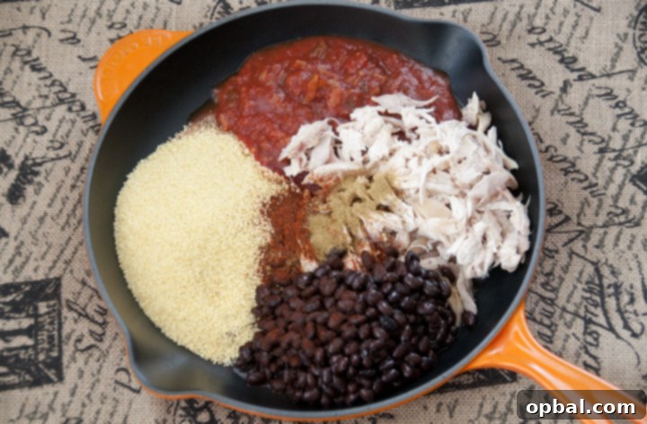 Fiesta Chicken Skillet 4 Preparation for making my Southwest Chicken Skillet recipe.