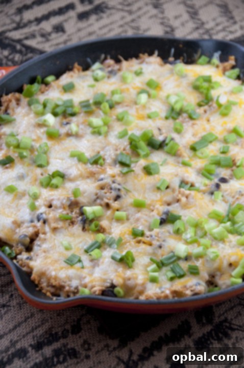 Fiesta Chicken Skillet 5 This Southwest Chicken skillet is all made in one pan which makes for a quick and easy weeknight dinner with minimum effort and clean up required! Try it for your next Mexican food night.