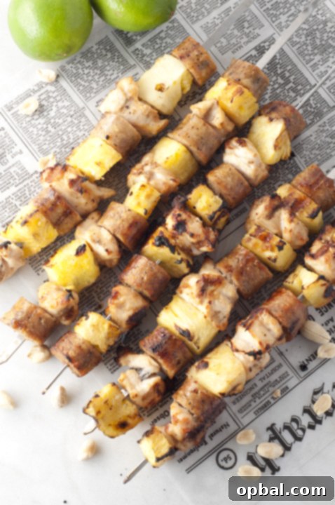 Week 56: Your Weekly Meal Planner 2 Hawaiian Pineapple Chicken Sausage Kebobs {Wishes & Dishes} - A delicious and easy grilled meal with sweet and savory flavors.