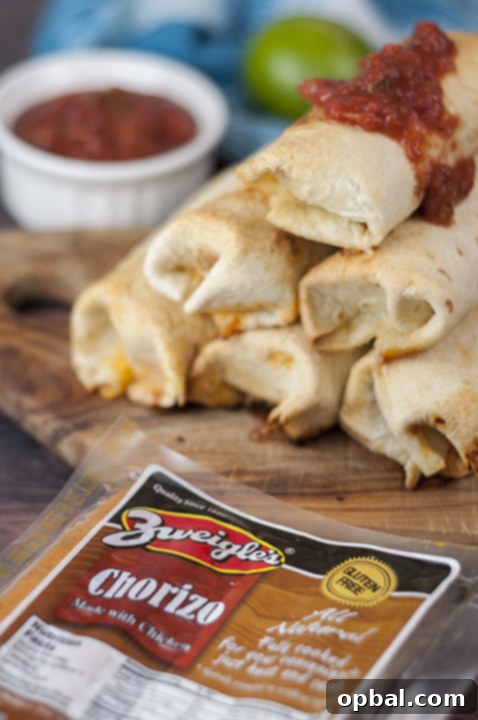 Savory Baked Breakfast Taquitos with Sausage Spinach and Egg 3 Baked Chicken Sausage, Spinach and Egg Breakfast Taquitos are crispy, cheesy, and the perfect easy recipe for a grab-and-go breakfast or "brinner"!