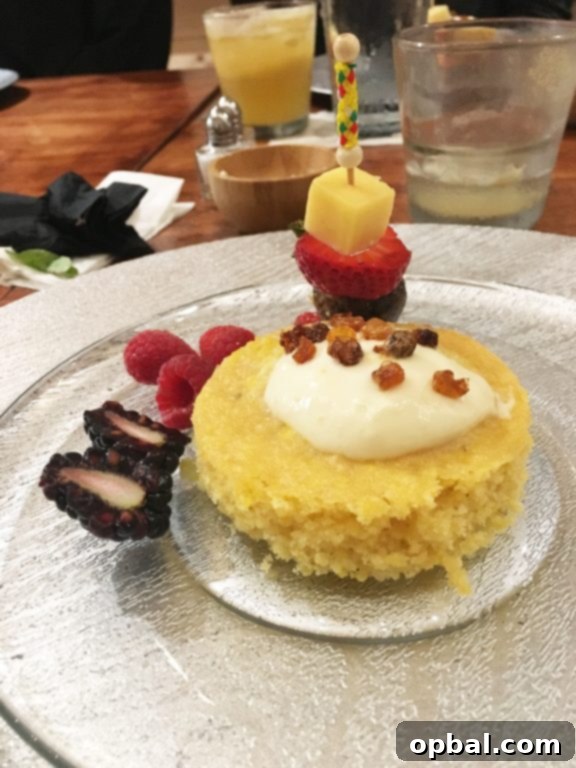 Grandma's Classic Creamed Corn Bake 4 A beautifully presented dessert featuring Iowa Corn, enjoyed at the Iowa Distilling Company.