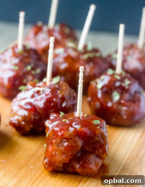 Sweet & Savory Cranberry Meatball Pops 7 This sweet and tangy Cranberry BBQ Cocktail Meatballs recipe is great for an easy holiday appetizer or make it into a meal served over rice or a side of potatoes! These would be a hit for parties, Christmas Eve or New Year's Eve.