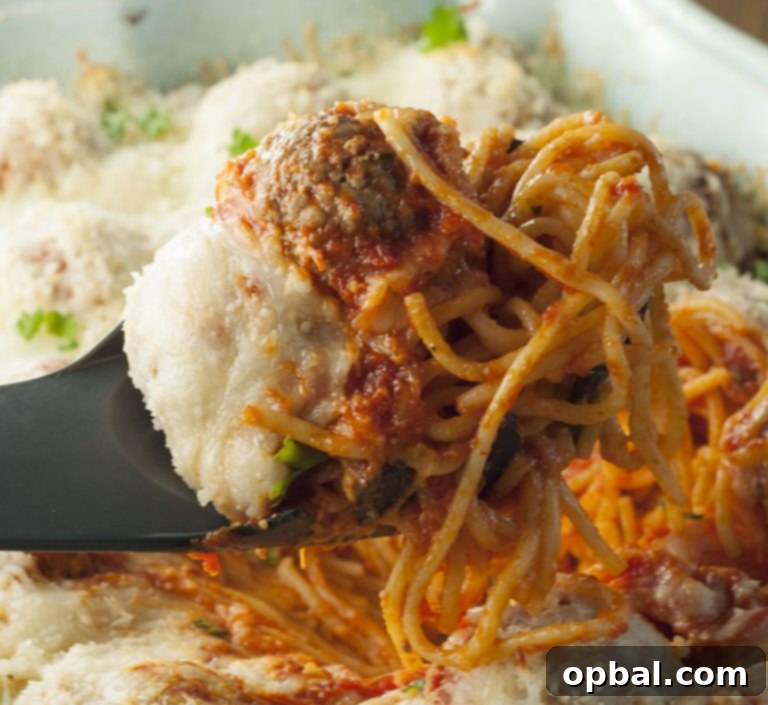 Ultimate Spaghetti and Meatball Bake 5 Italian Baked Spaghetti and Meatballs Casserole is a delicious change from your everyday Sunday sauce. This will be a new family favorite comfort food recipe!