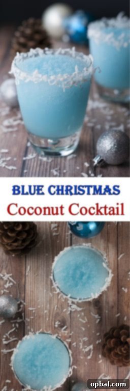 Arctic Blue Coconut Dream 6 A selection of Blue Christmas Coconut Cocktails in elegant glasses, ready for a festive holiday celebration.