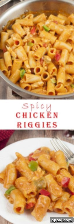 Signature Spicy Chicken Riggies 9 This Spicy Chicken Riggies recipe is one of my favorite Italian pasta dishes with the perfect amount of kick to it in a creamy tomato sauce. The whole family will love this easy dinner, weeknight meal, or holiday food idea!