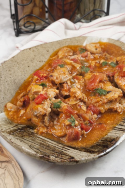 Rustic Hunter's Chicken 8 This hearty Chicken Cacciatore is so easy to make and the rich, thick broth is delicious. We love it served over pasta or with a side of rice and it's the perfect choice for Italian night dinner!