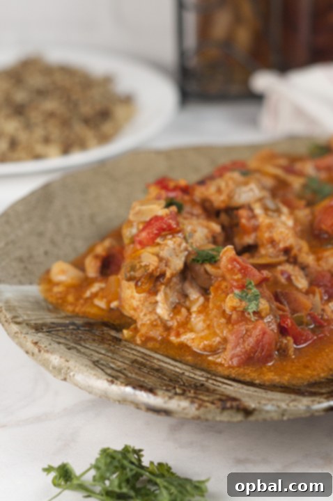 Rustic Hunter's Chicken 9 This hearty Chicken Cacciatore is so easy to make and the rich, thick tomato broth is delicious. We love it served over pasta or with a side of rice and it's the perfect choice for Italian night dinner!