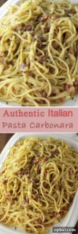 Genuine Roman Carbonara 4 Authentic Italian Pasta Carbonara recipe exactly how they make it in Rome! The eggs give it the silky, creamy texture this pasta dish is known for without all of the heavy cream.