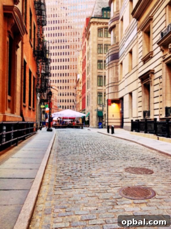 Historic Stone Street in the Financial District, New York City, a perfect spot for dining and walking.