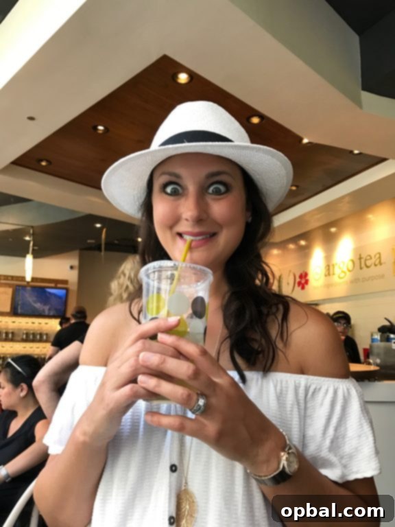 Enjoying a refreshing drink at Argo Tea while exploring the Flatiron District in Manhattan.