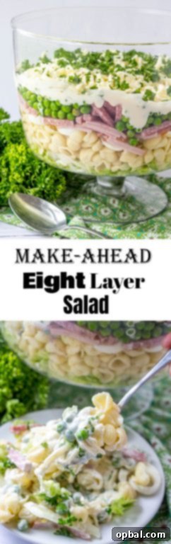 Stunning Eight-Layer Prep-Ahead Salad 9 Colorful and easy Make-Ahead Eight Layer Salad, perfect for any family gathering.