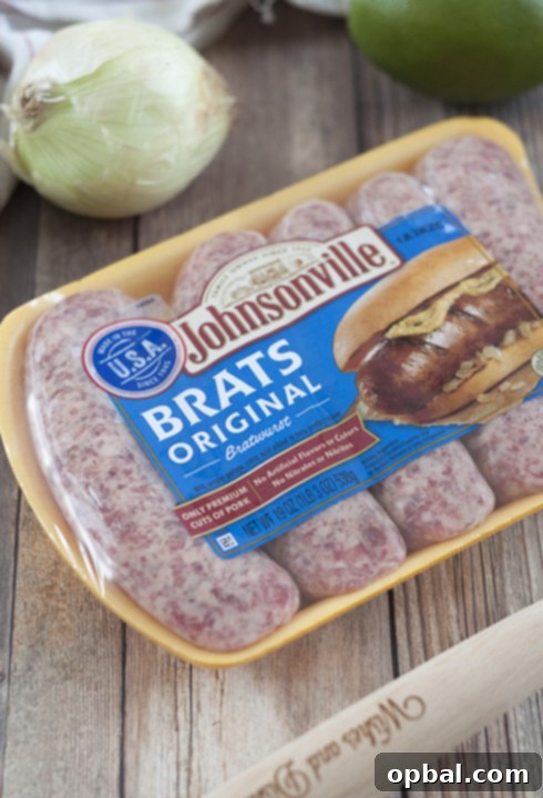 Beer Infused Brats and Zesty Mango Lime Salsa 9 Johnsonville Original Brats for grilling for the 4th of July.
