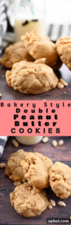Ultimate Double Peanut Butter Bakery Cookies 4 Thick & Chewy Bakery Style Double Peanut Butter Cookies with the perfect gooey center will be the only peanut butter cookie recipe you will ever need! It's guaranteed to be a favorite crowd-please among your family and friends.