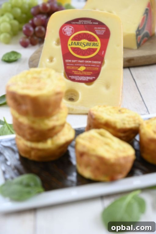 Delicious Mini Sausage, Spinach, and Jarlsberg Cheese Frittatas for a protein-rich breakfast or snack
