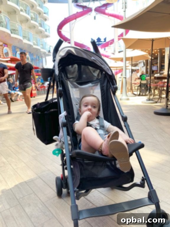 Baby on Board Your Guide to a Family Cruise 8 Royal Caribbean Symphony of the Seas cruise. Uppa baby umbrella stroller.