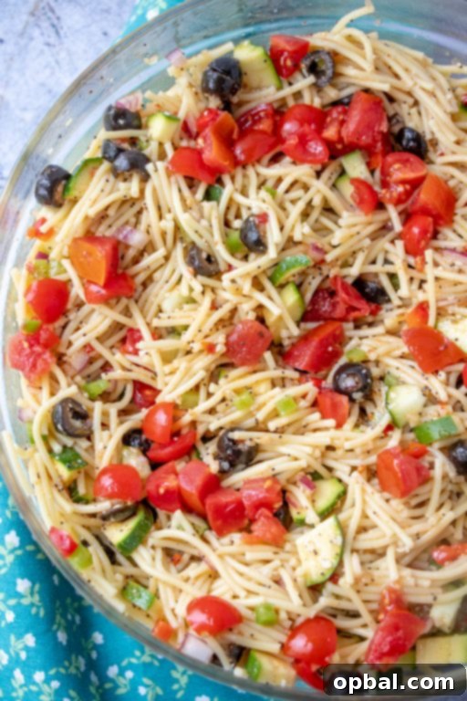 Golden State Spaghetti Medley 5 California Spaghetti Salad, an easy and delicious side dish ideal for any potluck or picnic gathering.