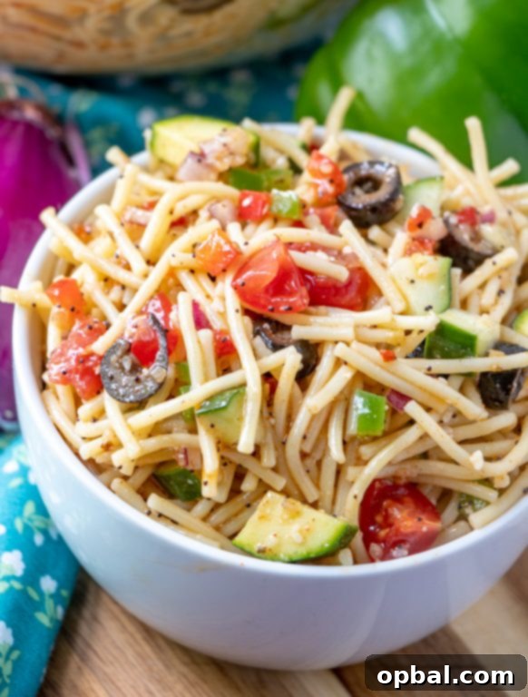 Golden State Spaghetti Medley 8 California Spaghetti Salad, an easy and flavorful side dish perfect for Labor Day, Memorial Day, 4th of July, potlucks, or picnics.