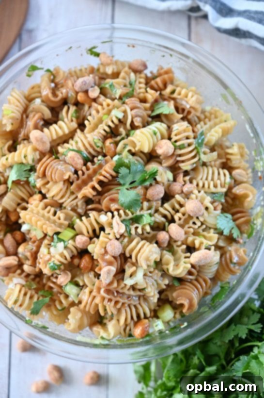 Refreshing Asian-inspired Sesame Pasta Salad, ideal for warm weather gatherings