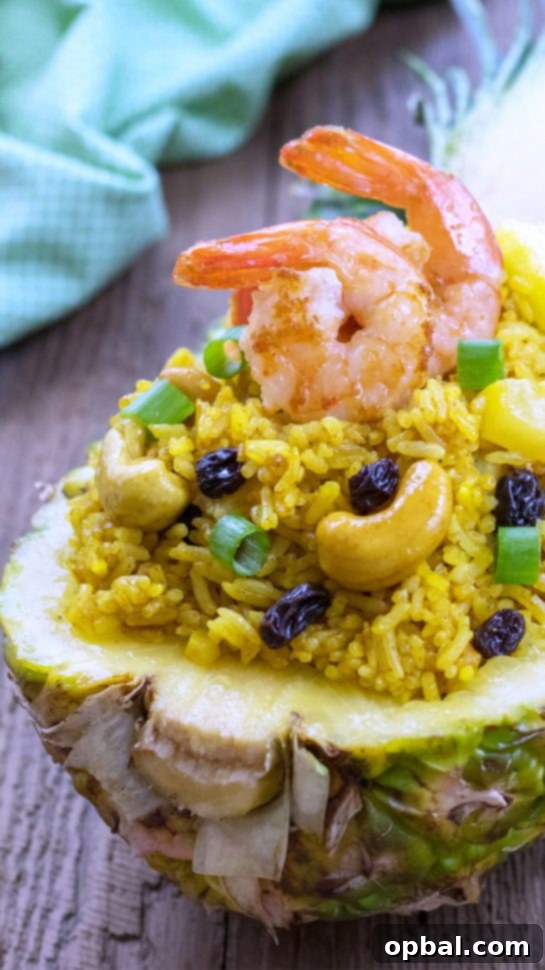 Tropical Pineapple Shrimp Fried Rice 3 Forget about the takeout this week and make this easy Pineapple Shrimp Fried Rice. It is sweet and savory and an easy Asian recipe to make at home!