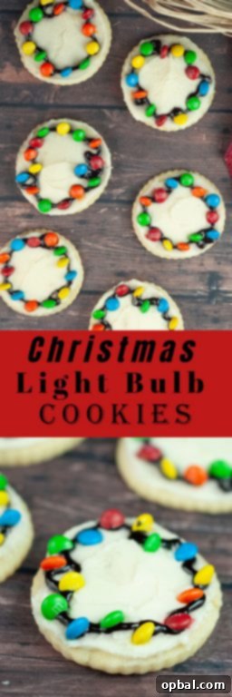 Twinkling Christmas Light Cookies 5 Kid-friendly Christmas Light Bulb Cookies with mini M&Ms are a vibrant and easy holiday dessert, perfect for festive gatherings.