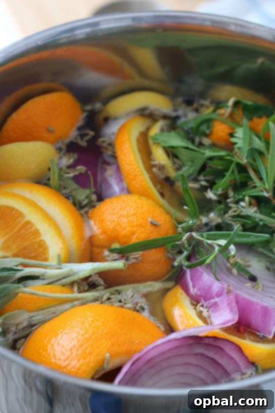 The Ultimate Guide to Brining a Juicy Turkey 7 Water being added to the turkey brine ingredients, mixing everything together before the brining process begins.