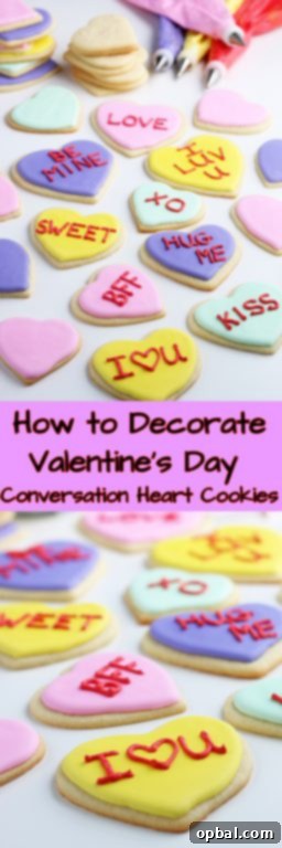 Crafting Edible Love Notes: Decorating Valentine's Conversation Heart Cookies 13 A captivating wide shot of a collection of delightful Valentine's cookies, each one a conversation heart masterpiece adorned with unique messages and vibrant royal icing, ready to spread joy and love.
