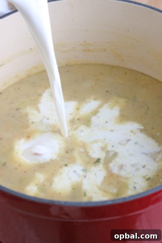 New England's Hearty Clam Bliss 12 Adding cream to the clam chowder recipe is key. It is what makes New England clam chowder unique.