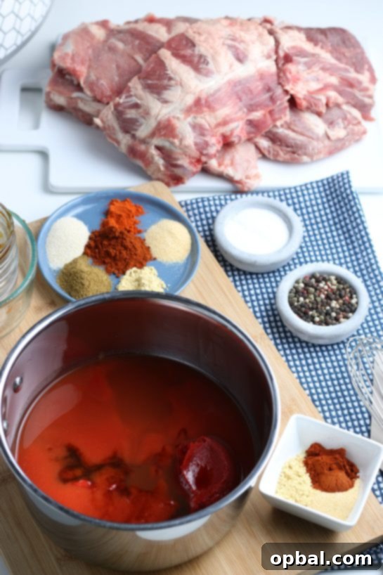 Fall-Off-The-Bone Slow Cooker BBQ Ribs 9 The initial step of combining liquid ingredients for the homemade barbecue sauce in a saucepan, beginning the cooking process.