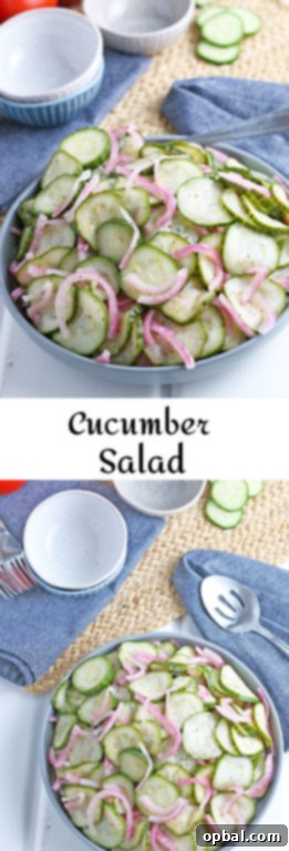 Cucumber Salad is refreshing, flavorful and an embarrassingly easy side dish recipe to make for summer with your fresh cucumbers! A vibrant close-up.