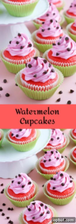 Watermelon Dream Cupcakes 14 Watermelon Cupcakes topped with homemade pink buttercream! These fluffy vanilla cupcakes are bursting with juicy pockets of watermelon and the hot pink frosting is so pretty and delicious. These are the perfect summer cupcake recipe!