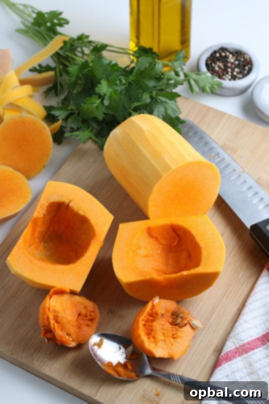 Sweet Caramelized Butternut 6 Peeling and slicing the butternut squash for the roasted butternut squash recipe