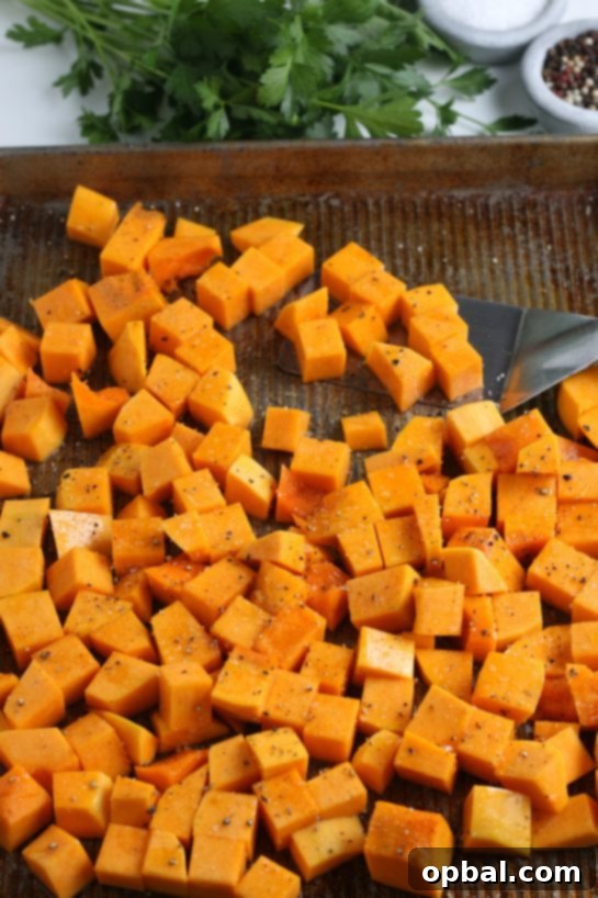 Sweet Caramelized Butternut 8 Roasted butternut squash on the pan after baking