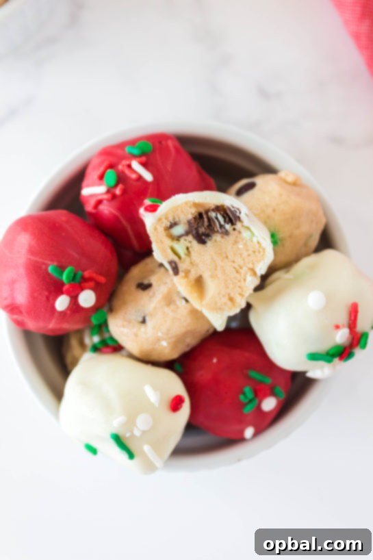 Decadent Dough Bites 9 Finished cookie dough with mix-ins, ready to be scooped into balls for holiday treats