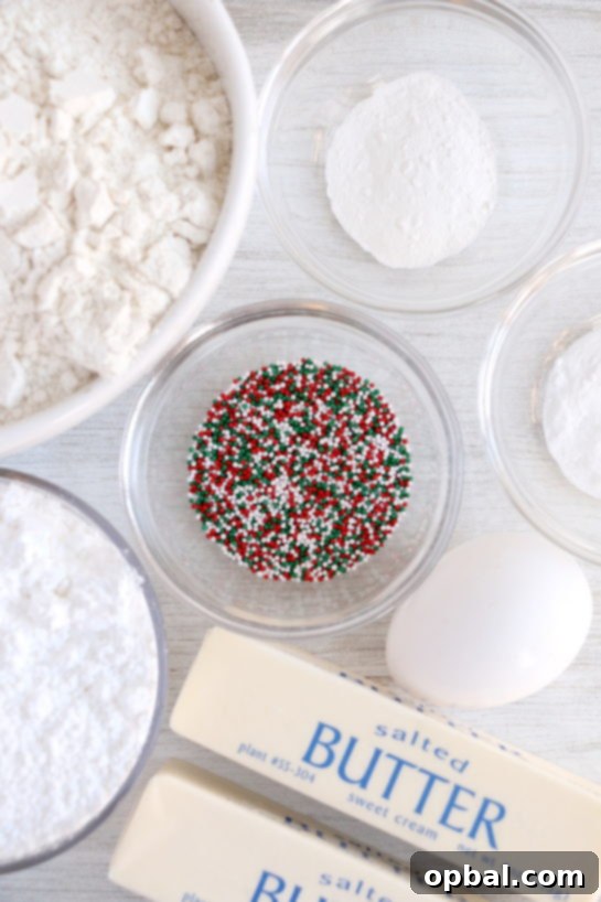Merry Little Sugar Cookies 4 Ingredients needed to make the Christmas Sugar Cookie Bites recipe