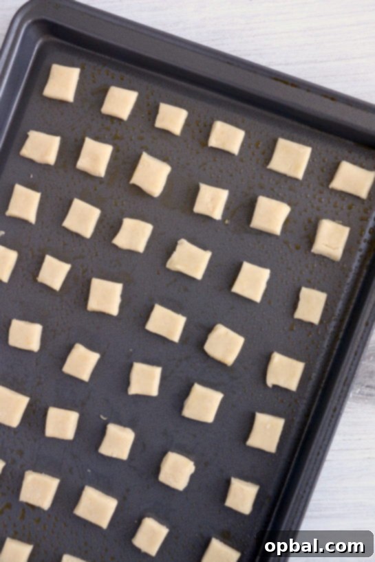 Merry Little Sugar Cookies 10 The arranged dough pieces on the baking sheet to make the Christmas Sugar Cookie Bites recipe