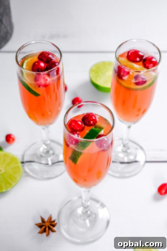 Festive Mimosas 12 An aesthetically pleasing shot highlighting the ease and festive appeal of this Holiday Mimosas recipe, perfect for any holiday celebration.