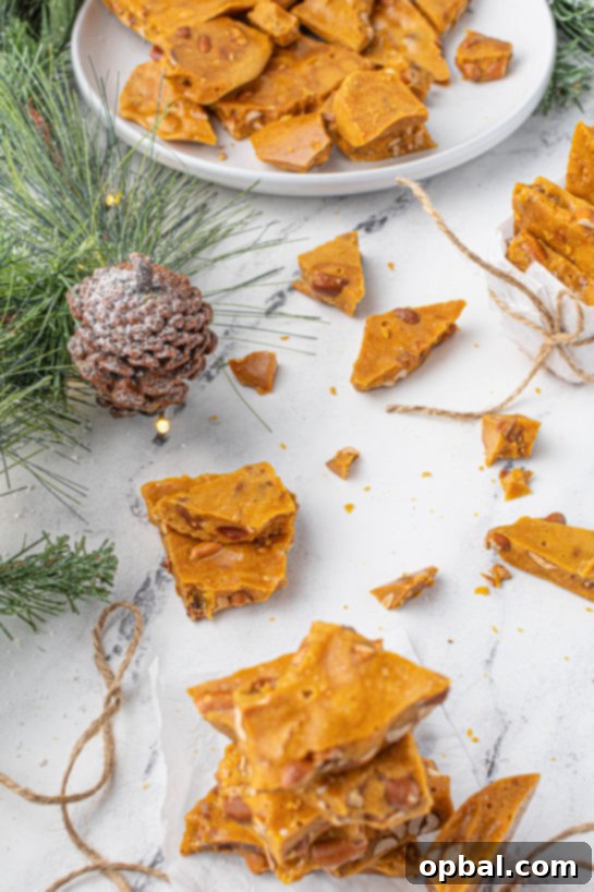 Quick Microwave Peanut Brittle 16 Overhead shot of the finished Microwave Peanut Brittle recipe