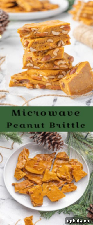 Quick Microwave Peanut Brittle 20 Easy, golden brown Microwave Peanut Brittle recipe is the perfect sweet & salty treat for the holidays with the perfect crunch and sheen! A great edible gift for Christmas!