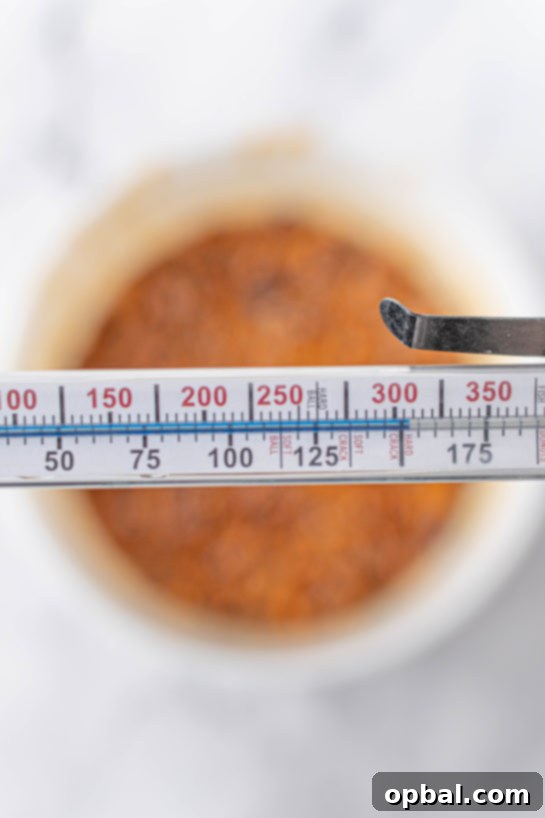 Quick Microwave Peanut Brittle 8 Using the candy thermometer needed to make the Microwave Peanut Brittle recipe