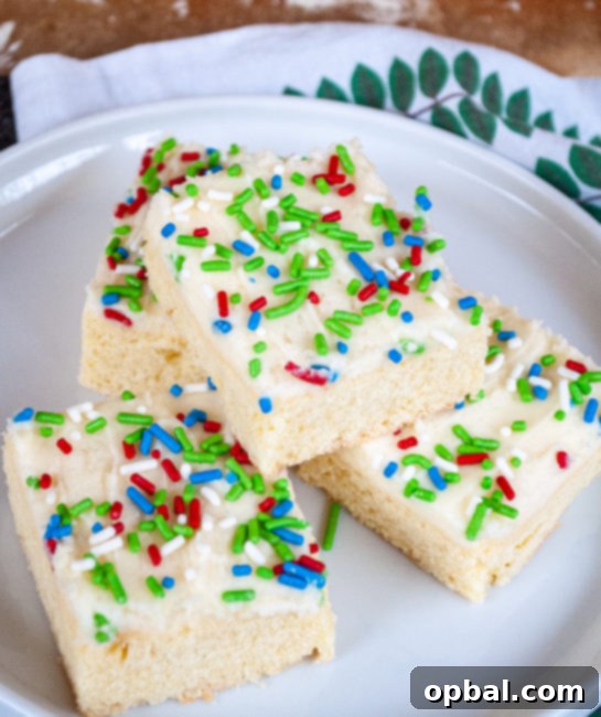 Sparkling Holiday Sugar Cookie Bars 9 The full pan of Holiday Sugar Cookie Bars, cut into squares and ready to serve