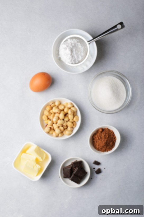 Ingredients needed to make the chocolate hazelnut crinkle cookies recipe