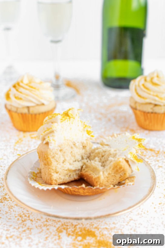 New Years Eve Bubbly Cupcakes 13 Close-up shot of the cup open Champagne Cupcakes recipe