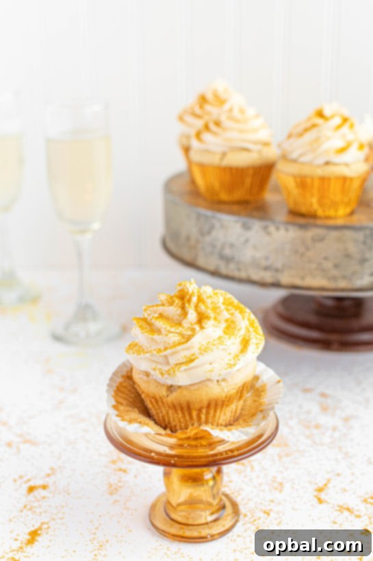New Years Eve Bubbly Cupcakes 17 Completed shot of the finished Champagne Cupcakes recipe