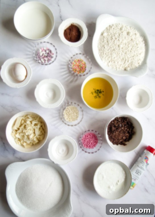 Ingredients for homemade Red Velvet Truffles recipe, including red food coloring.