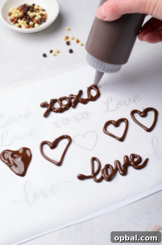 Velvet Chocolate Romance Cupcakes 8 Creating custom chocolate lettering for cupcake toppers
