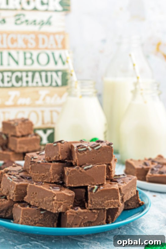 Decadent Andes Mint Fudge 2 A delectable square of Andes Mint Fudge, rich and creamy, ready to be enjoyed.