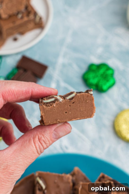 Decadent Andes Mint Fudge 3 Several squares of Andes Mint Fudge arranged beautifully, showcasing its perfect texture.