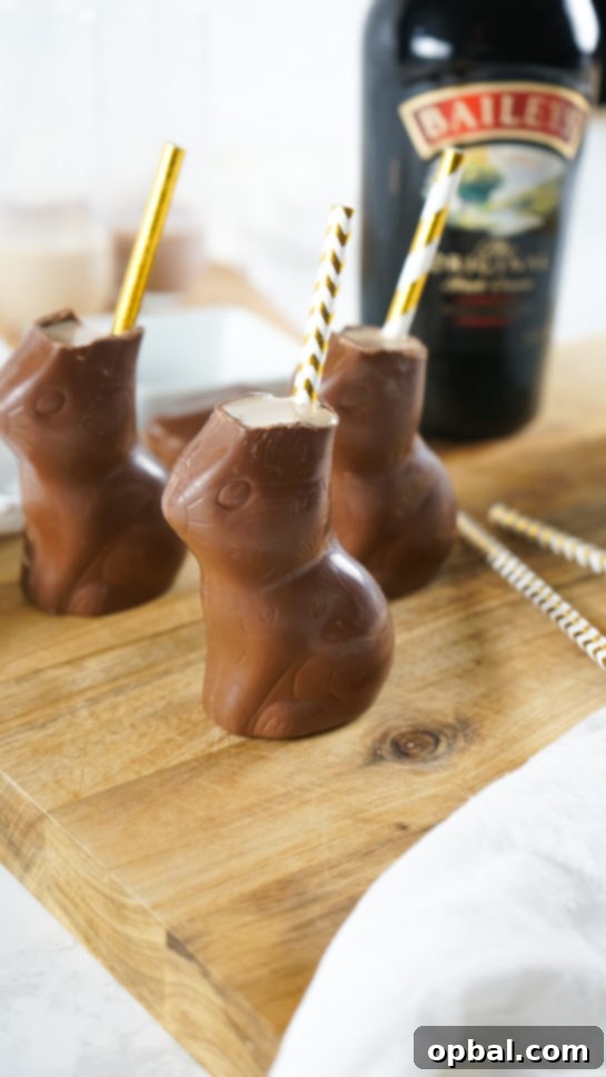 Bailey's Hoppy Chocolate Dream 12 Bailey’s Chocolate Bunny Cocktail recipe displayed and ready to be served for an Easter party