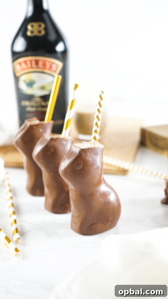 Bailey's Hoppy Chocolate Dream 15 Bailey’s Chocolate Bunny Cocktail recipe displayed and ready to be served for an Easter holiday brunch or cocktail party