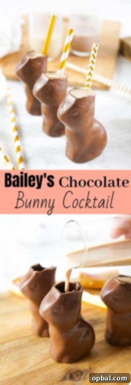 Bailey's Hoppy Chocolate Dream 16 Bailey’s Chocolate Bunny Cocktail recipe is a sweet, very chocolatey drink that is a delightful treat for adults and equally as fun! You can easily leave out the Bailey's and make it kid-friendly non-alcoholic chocolate drink they will love.